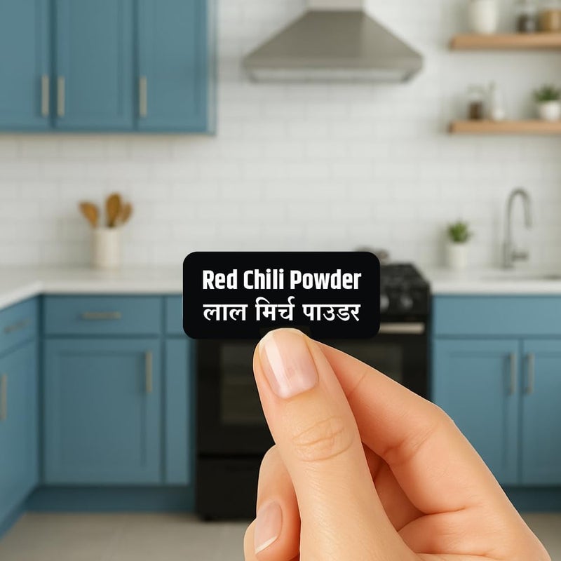 Graficative 168 Black Label Stickers for Kitchen Jars & Bottles | Waterproof Pre-Printed Vinyl Stickers for Kitchen | Self-Adhesive Spice Organizer Labels, 168 Labels - Image 5