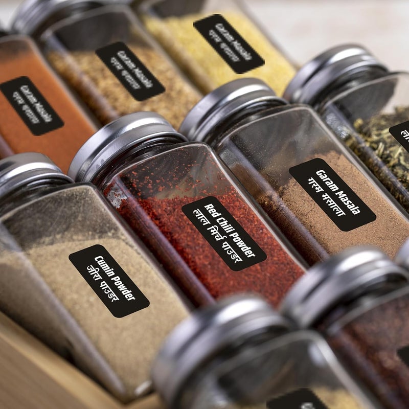 Graficative 168 Black Label Stickers for Kitchen Jars & Bottles | Waterproof Pre-Printed Vinyl Stickers for Kitchen | Self-Adhesive Spice Organizer Labels, 168 Labels - Image 4