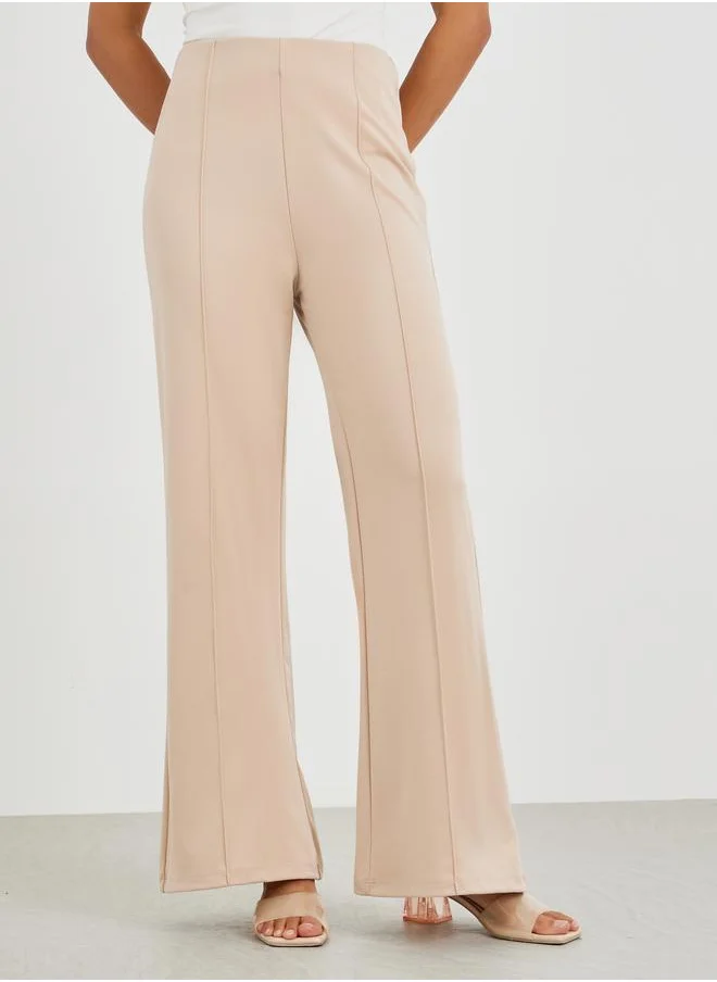 Styli Styli High Rise Wide Leg Pants with Pintuck Detail