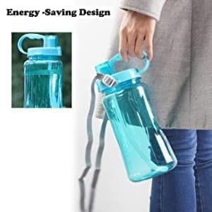Grofilo Sports Water Bottles Big Plastic Bottle Leak Proof Travel Mugs with Straw Strap for Kids 2 litersPack of 1 Black - Image 2