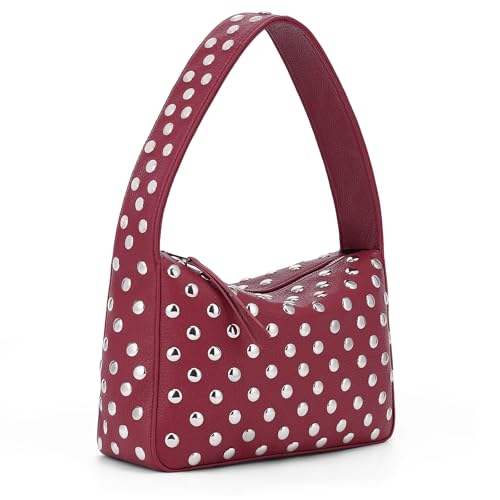 YFGBCX Studded Purses Black Shoulder Bag Y2K Purse for Women Handbag Soft Leather Fall Purse - Image 1