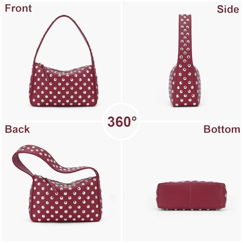 YFGBCX Studded Purses Black Shoulder Bag Y2K Purse for Women Handbag Soft Leather Fall Purse - Image 4