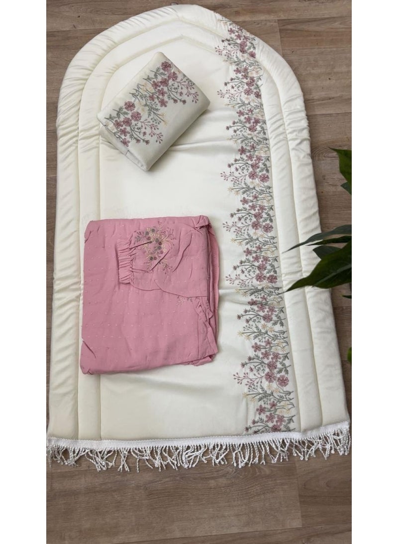 أرام سجادة صلاة اسفنج مبطن مع شرشف صلاة مرد خامة باردة و ممتازة وغلاف مصحف