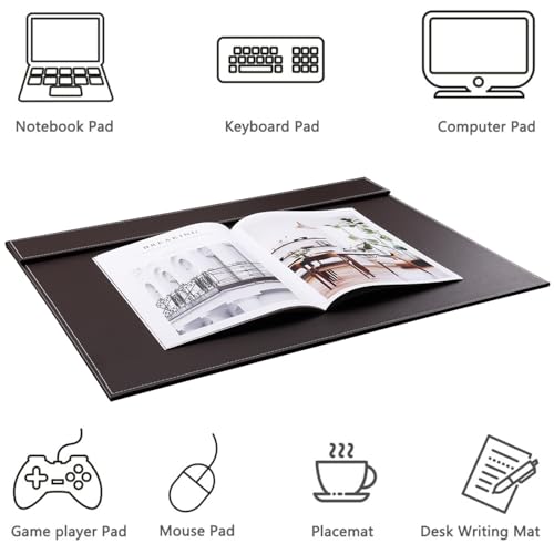 KINGFOM Ultra-Smooth PU Leather Desk Pad & Mat Office Desk Drawing & Writing Board A3/ A4 File Paper Clip Table Protector Mat on Top Large 24''x18'' (Brown) - Image 4