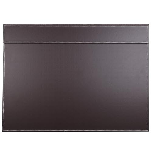 KINGFOM Ultra-Smooth PU Leather Desk Pad & Mat Office Desk Drawing & Writing Board A3/ A4 File Paper Clip Table Protector Mat on Top Large 24''x18'' (Brown) - Image 1