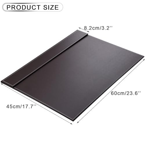 KINGFOM Ultra-Smooth PU Leather Desk Pad & Mat Office Desk Drawing & Writing Board A3/ A4 File Paper Clip Table Protector Mat on Top Large 24''x18'' (Brown) - Image 2
