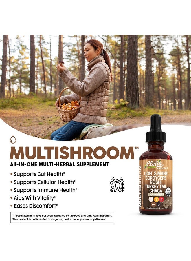 كلين نيوتراسيوتيكالز مكمل غذائي عضوي من الفطر السائل مع ذيل الديك الرومي وفطر عرف الأسد وفطر الريشي وفطر شاجا وفطر شيتاكي وفطر مايتاكي وفطر تريميلا وفطر المحار ومزيج مركب من فطر بوريا وإينوكيتاكي من شركة كلين نوترا - Image 3