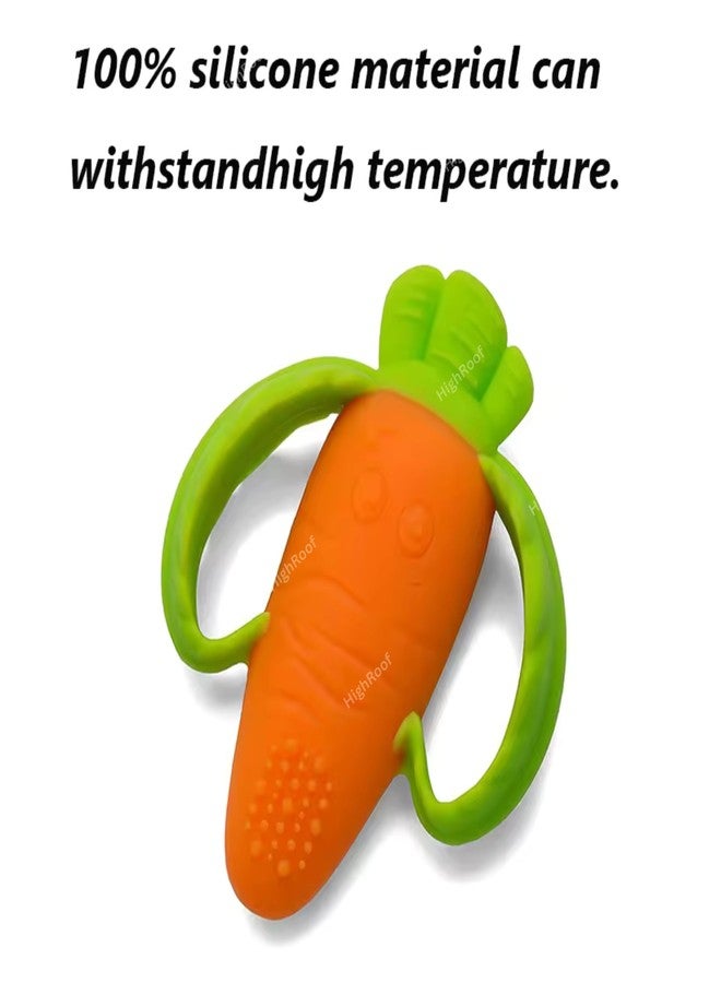 HighRoof Infant Silicone Good Bites Textured Carrot Teether 6 To 12 Months With Storage Case, Bpa Free Teething Toy For Babies With Textured Surface For Soothing Gums. Babies 0-6 Months. - Image 3