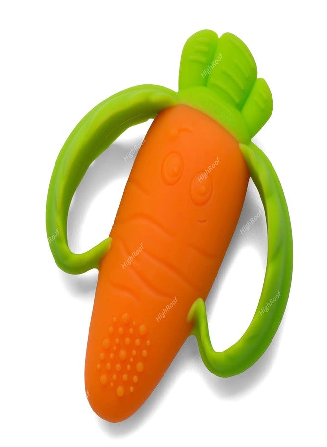 HighRoof Infant Silicone Good Bites Textured Carrot Teether 6 To 12 Months With Storage Case, Bpa Free Teething Toy For Babies With Textured Surface For Soothing Gums. Babies 0-6 Months. - Image 1