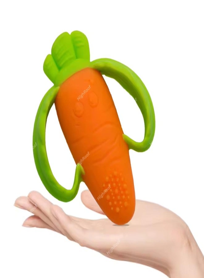 HighRoof Infant Silicone Good Bites Textured Carrot Teether 6 To 12 Months With Storage Case, Bpa Free Teething Toy For Babies With Textured Surface For Soothing Gums. Babies 0-6 Months. - Image 4