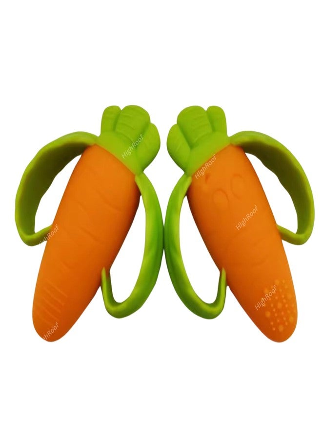 HighRoof Infant Silicone Good Bites Textured Carrot Teether 6 To 12 Months With Storage Case, Bpa Free Teething Toy For Babies With Textured Surface For Soothing Gums. Babies 0-6 Months. - Image 2
