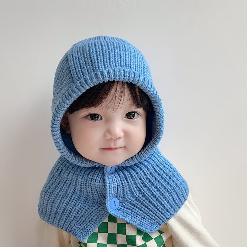 Qiunan Korean Children'S Hat And Scarf Set, Winter Style, Ins Baby Ear Protection Hat, Baby Knit Hat - Image 5