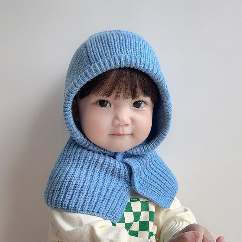 Qiunan Korean Children'S Hat And Scarf Set, Winter Style, Ins Baby Ear Protection Hat, Baby Knit Hat - Image 4