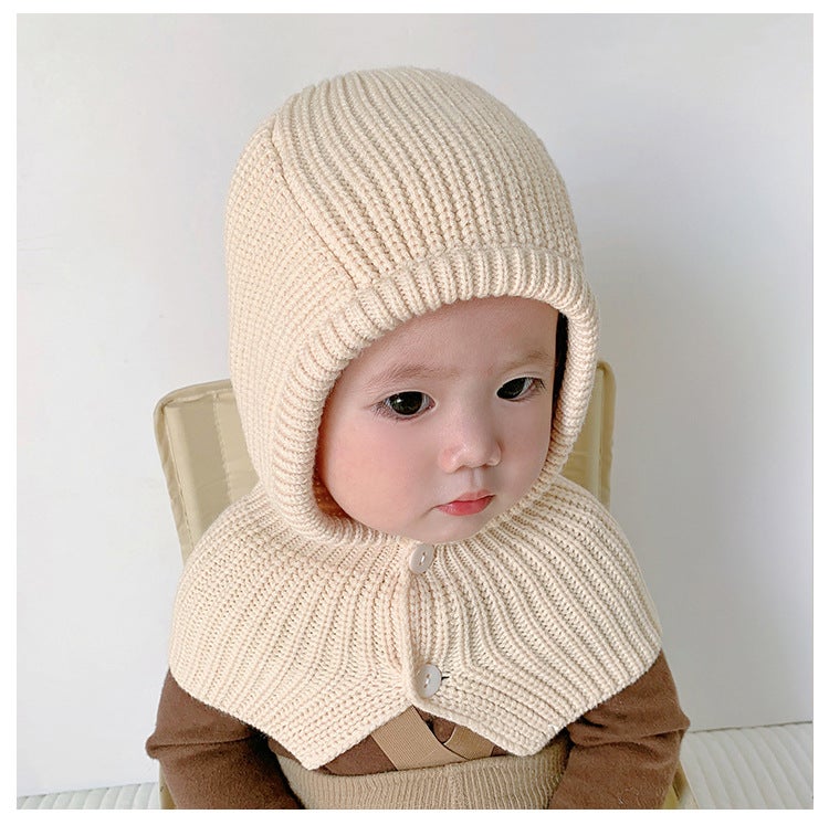 Qiunan Korean Children'S Hat And Scarf Set, Winter Style, Ins Baby Ear Protection Hat, Baby Knit Hat - Image 1