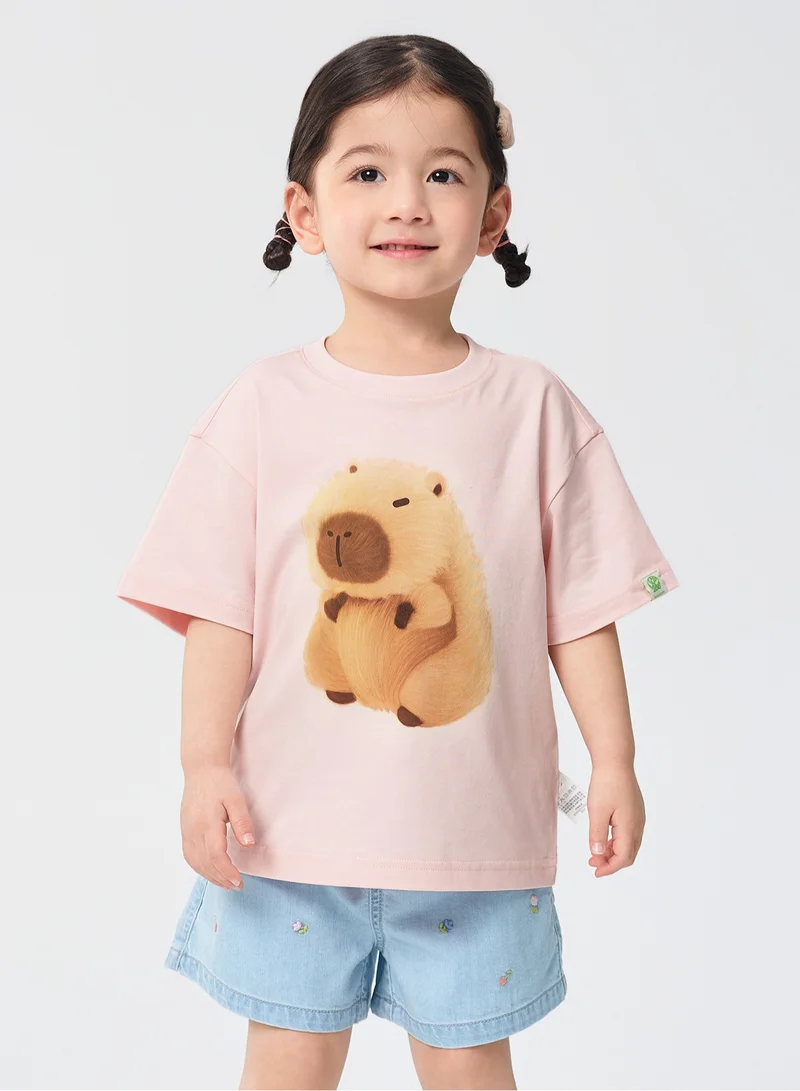 Balabala Kids Round v-neck short-sleeved T-shirt