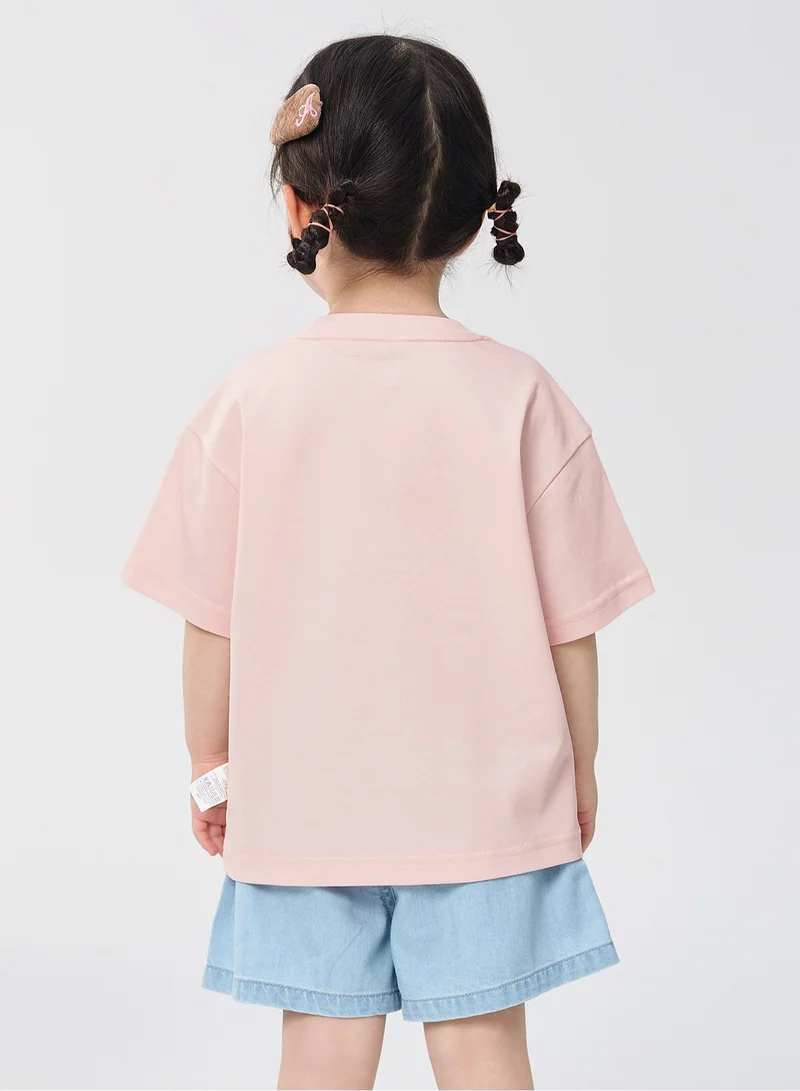 Balabala Kids Round v-neck short-sleeved T-shirt