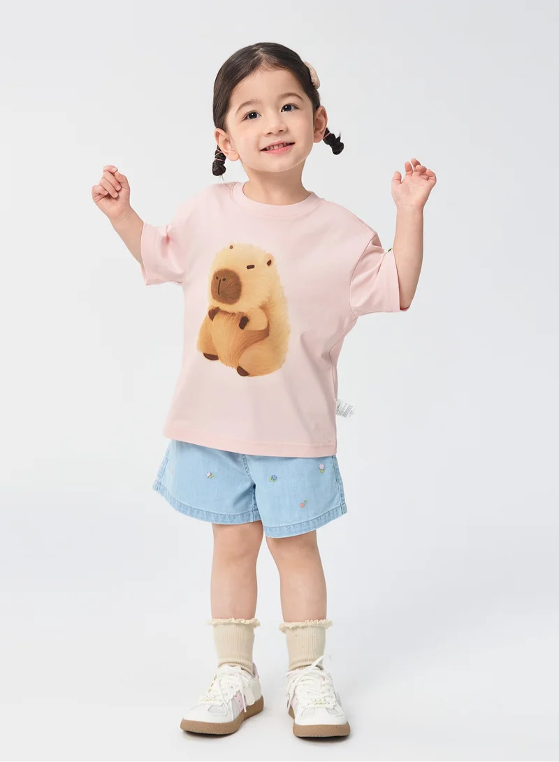 Balabala Kids Round v-neck short-sleeved T-shirt