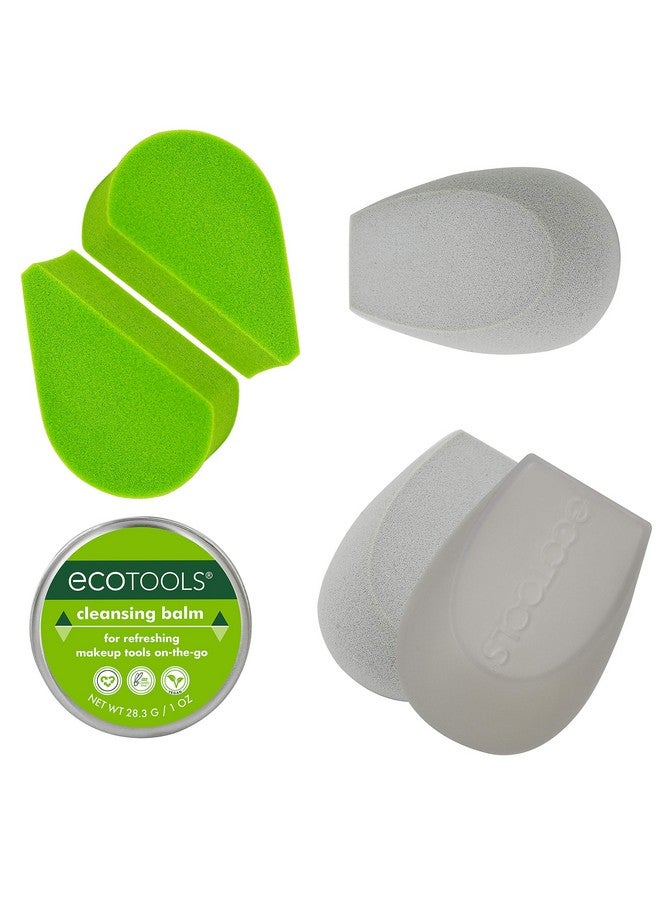 Ecotools Beauty Makeup Sponge Set 4 Blenders With Sponge And Brush Cleaner Includes Travel Accessory Case - Image 2