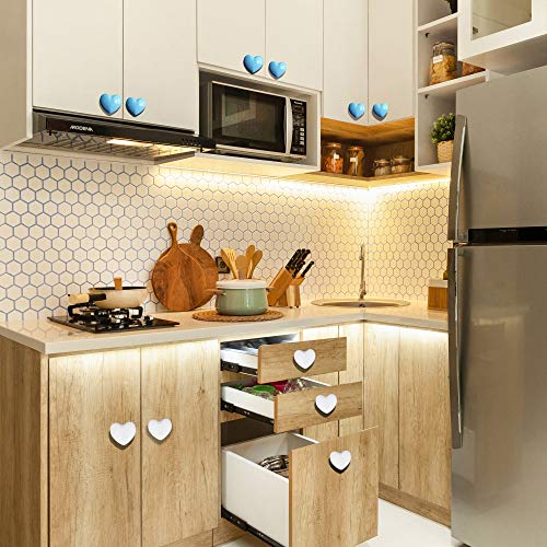 Perphin Ceramic Drawer Knobs Heart Shape Cabinet Dresser Pulls Handles with 3 Sized Screws, Kitchen Furniture Knobs for Closet Cupboard Wardrobe (6 Pack, White) - Image 4