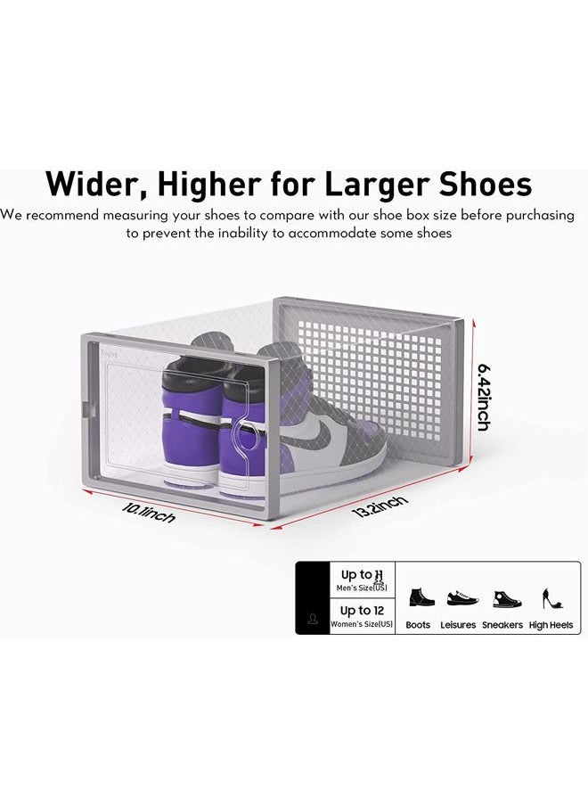 Arabest - Large Gray Shoe Organizers Storage Boxes for Closet 12 Pack, Clear Plastic Stackable Shoe Containers Bins with Lids, Under Bed Shoe Storage for Entryway, Drop Front, Fit up to Women's Size 12 - Image 1