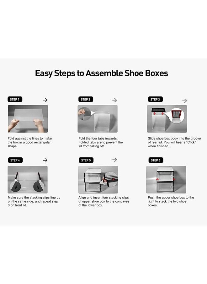 Arabest - Large Gray Shoe Organizers Storage Boxes for Closet 12 Pack, Clear Plastic Stackable Shoe Containers Bins with Lids, Under Bed Shoe Storage for Entryway, Drop Front, Fit up to Women's Size 12 - Image 1