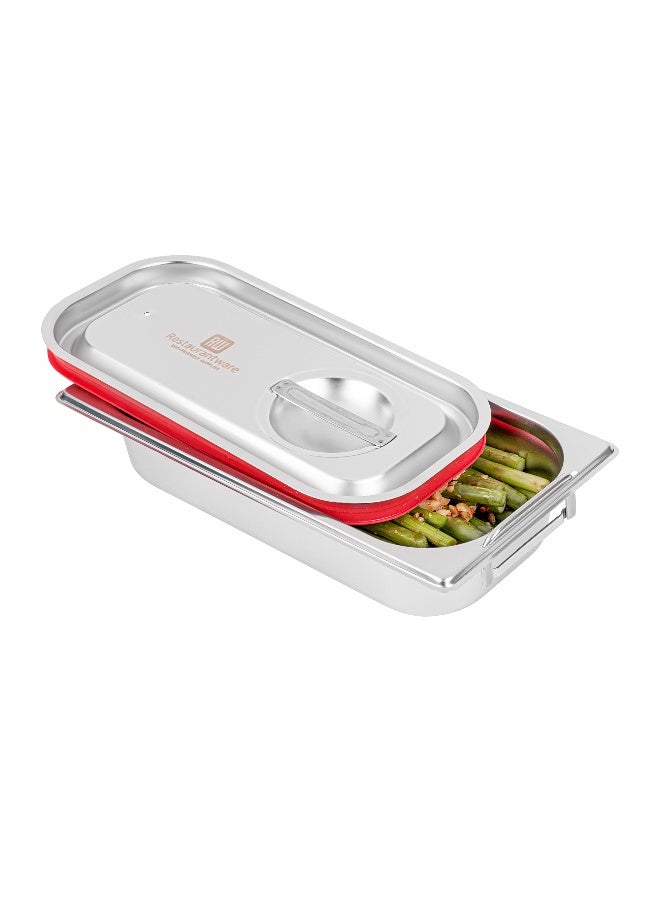 Restaurantware LID ONLY: Met Lux One Third Steam Table Pan Lid, 1 Travel Hotel Pan Lid - Built-In Leakproof Silicone Seal, Stainless Steel Steam Table Pan Lid, Pan Sold Seperately - Image 1
