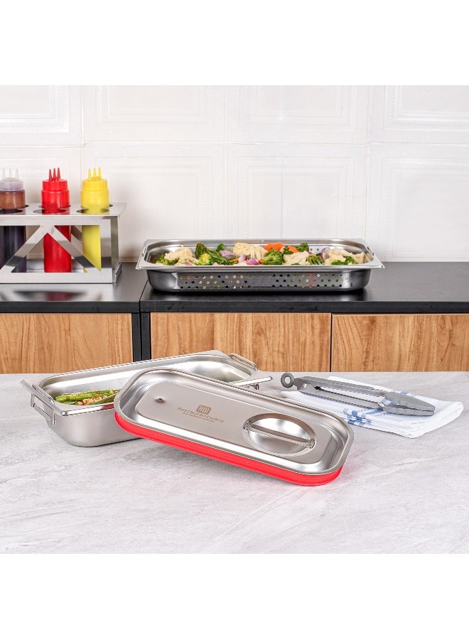 Restaurantware LID ONLY: Met Lux One Third Steam Table Pan Lid, 1 Travel Hotel Pan Lid - Built-In Leakproof Silicone Seal, Stainless Steel Steam Table Pan Lid, Pan Sold Seperately - Image 3