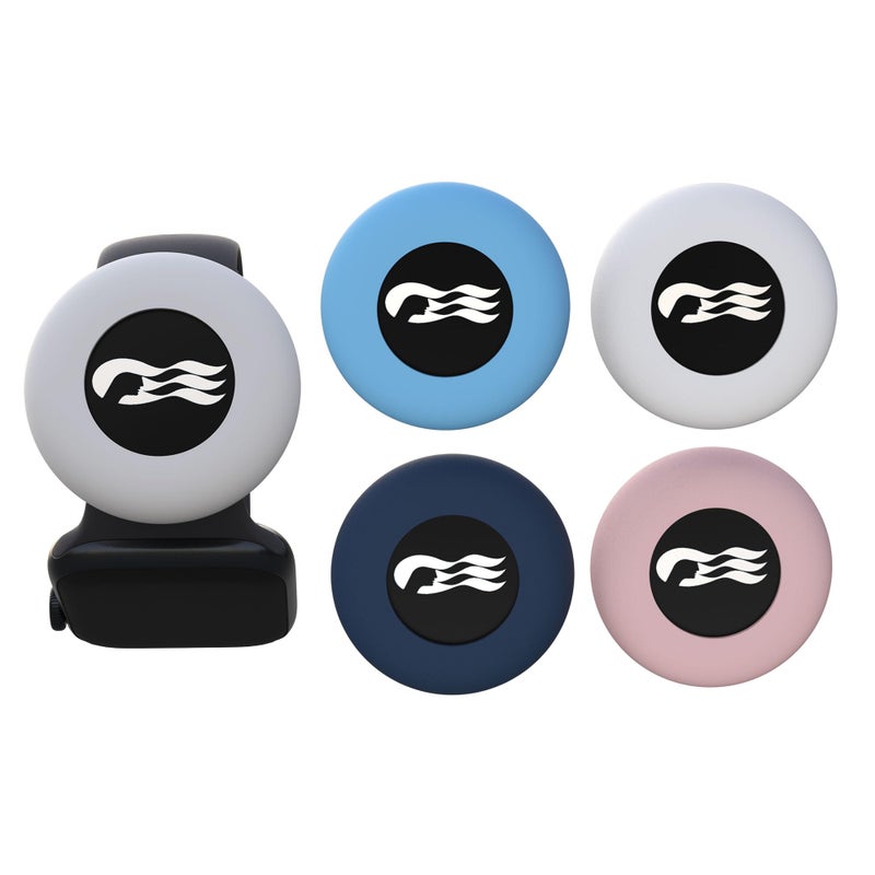GudCoaks [4 Pack] Princess Cruise Medallion Watch Adapters Holder for Carnival Ocean Medallion 2025,2026, Fits Watch Wristbands,Pet Silicone Protective Case for Air-tag - Blue/Dark Blue/Pink/White - Image 1