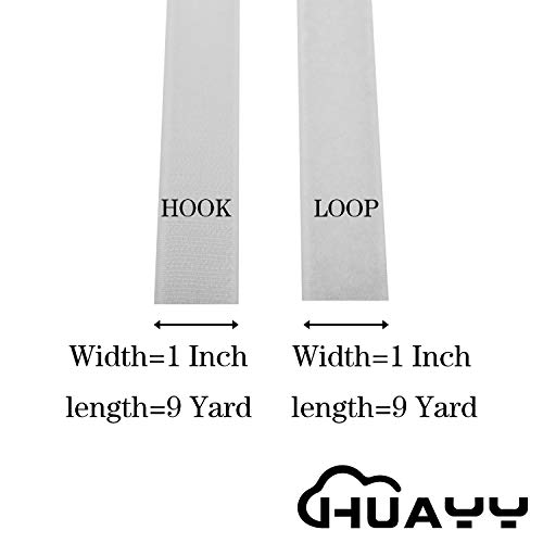 HUAYY 1 Inches Width 9 Yards Length,Sew on Hook and Loop Style,Non-Adhesive Nylon Strips Fabric,White (1 in x 9 yd) - Image 2