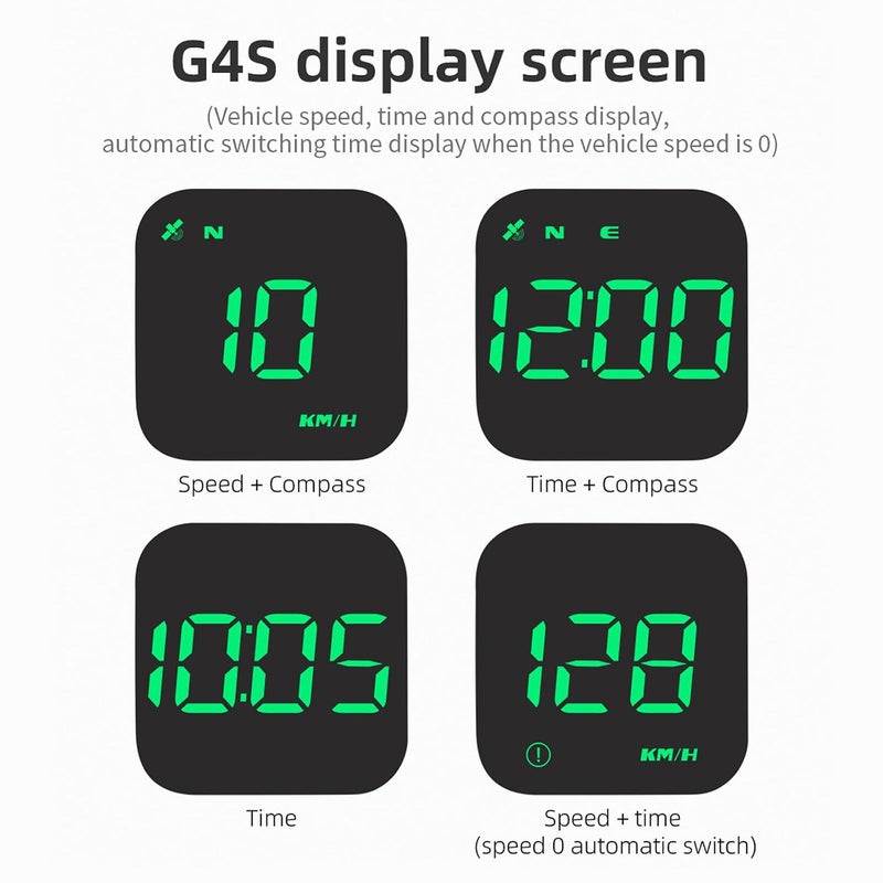 عداد سرعة G4S الجديد HUD GPS رقمي KPH MPH عرض أمامي للسيارات والشاحنات، إنذار تجاوز السرعة، عالمي، كابل USB للتوصيل والتشغيل - Image 5