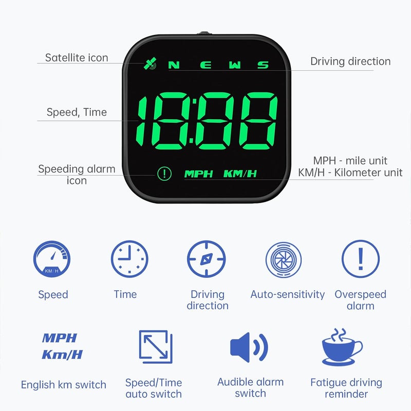 عداد سرعة G4S الجديد HUD GPS رقمي KPH MPH عرض أمامي للسيارات والشاحنات، إنذار تجاوز السرعة، عالمي، كابل USB للتوصيل والتشغيل - Image 2