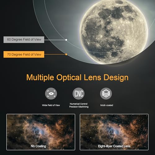 Astromania Telescope Eyepiece 13mm, 1.25&2 inch Super Wide Angle Eyepiece for Telescope, 70 Degree SWA Eyepiece Multi-Coated ED Element Telescope Accessory with T2 Camera Thread for Astrophotography - Image 3