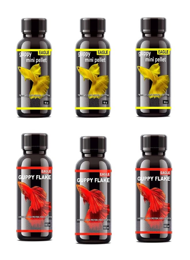Eagle Guppy Fish Food - 6 in 1 Combo - for Fast Growth -Fast Color-Immunity-breeding etc Sold by RichBay