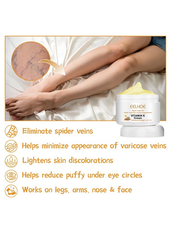 إيلهو فيتامين ك - كريم الدوالي ، كريم مهدئ للساق ، كريم علاج الدوالي والأوردة العنكبوتية ، تحسين الدورة الدموية ، تخفيف آلام التورم بسرعة 60 جرام - Image 5
