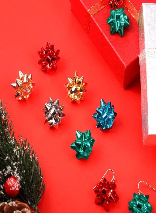 Juinte 12 Pairs Christmas Bow Earrings Xmas Bow Stud Earrings Festive Bow Drop Dangle Earring Studs for Christmas Jewelry Gifts - Image 3