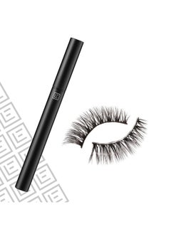 EYLURE Line & Lash Kit, 2-In-1 Lash Black Glue Eyeliner And False Lashes, Faux Mink Wispy  - Image 1
