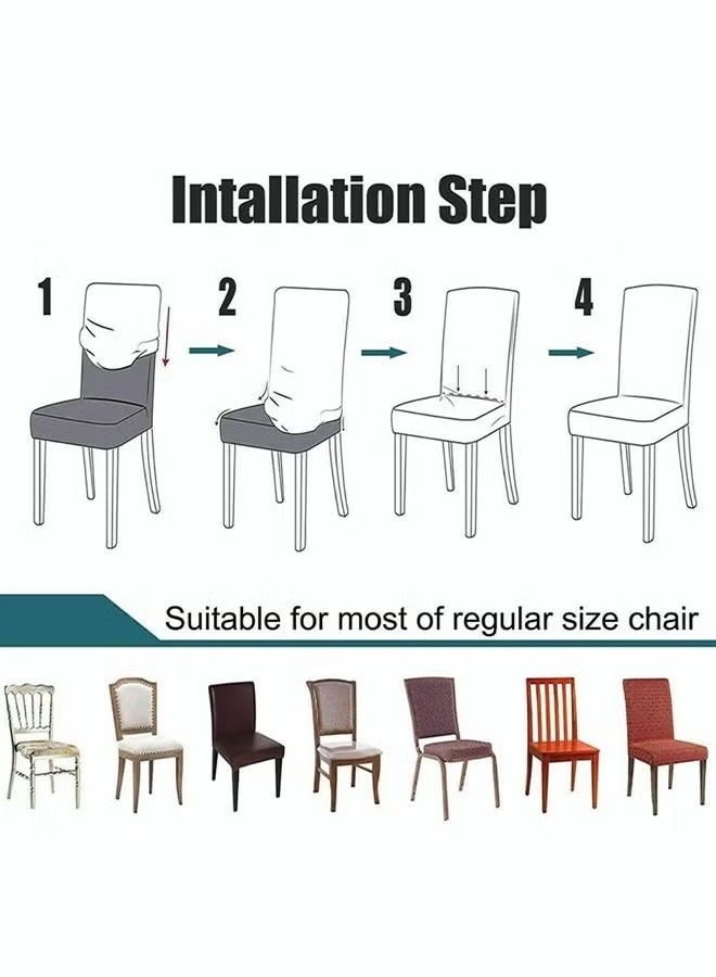 MIXDE 4 قطع غطاء كرسي مرن مناسب للتفكيك والتنظيف غطاء مقعد من نسيج البوليستر قابل للضبط للعائلات والفنادق والمطاعم وحفلات الزفاف وواقي كرسي على شكل تموج الماء البني - Image 4