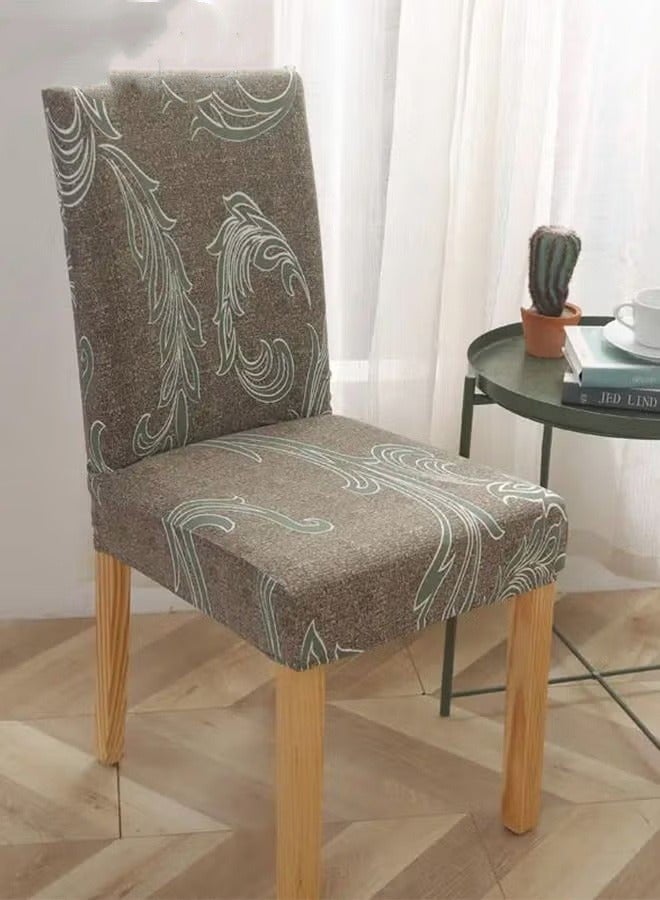 MIXDE 4 قطع غطاء كرسي مرن مناسب للتفكيك والتنظيف غطاء مقعد من نسيج البوليستر قابل للضبط للعائلات والفنادق والمطاعم وحفلات الزفاف وواقي كرسي على شكل تموج الماء البني - Image 3