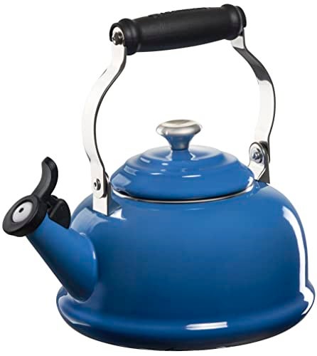 Le Creuset Enamel On Steel Whistling Tea Kettle with Metal Finishes 17 qt Marseille