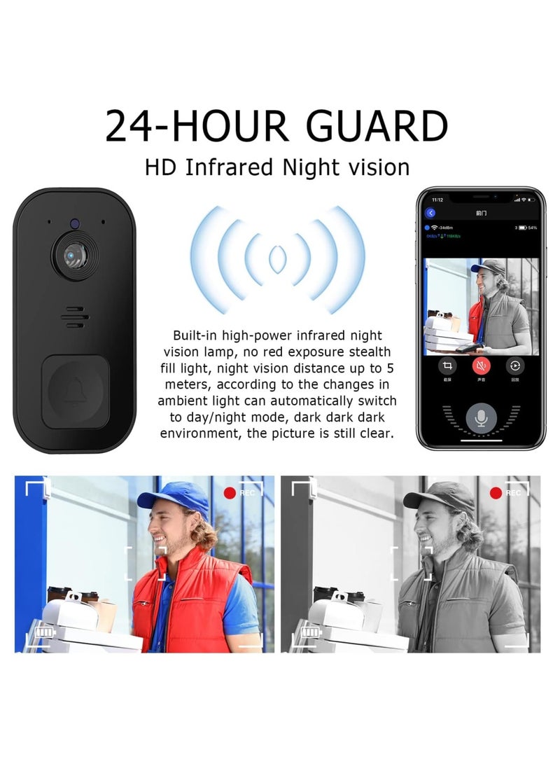 Smart Wireless Remote Video Doorbell, Intelligent Visual Doorbell 120° Viewing Angle Home Intercom HD Night Vision WiFi Security Door Doorbell - Image 2