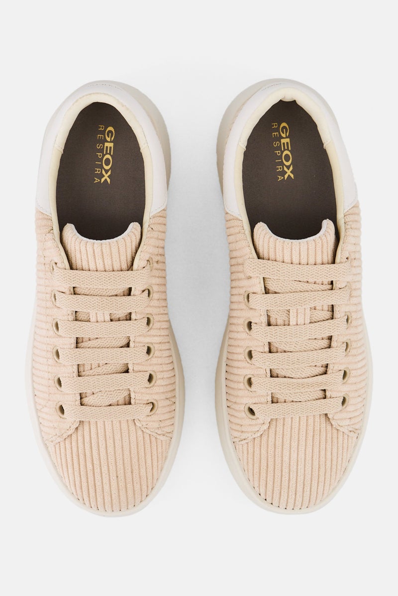 GEOX حذاء رياضي كاجوال نسائي مزود بأربطة، بيج - Image 2