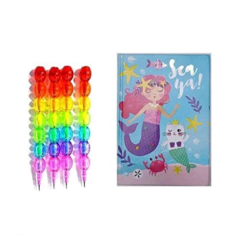 Generic Gamins Gadgets Beautiful Composition Of Diary With Beads Pencil Stationery Set For Girls School Stationery Return Gift For Birthday Diary with Pencils  - Image 2