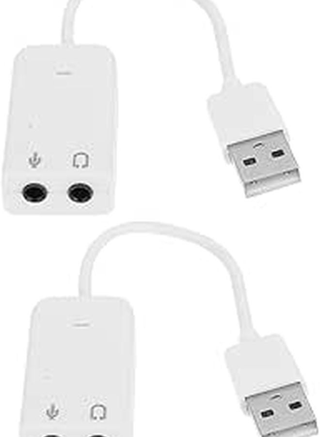 2 قطعة من بطاقة الصوت الخارجية USB مع شريحة تقليل الضوضاء للمايكروفون وسماعات الرأس للكمبيوتر - Image 1