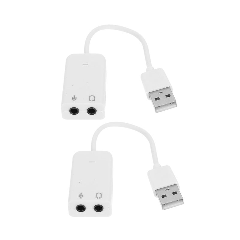 2 قطعة من بطاقة الصوت الخارجية USB مع شريحة تقليل الضوضاء للمايكروفون وسماعات الرأس للكمبيوتر - Image 2