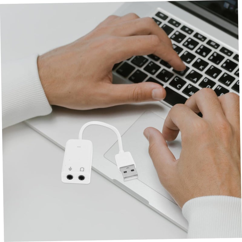 2 قطعة من بطاقة الصوت الخارجية USB مع شريحة تقليل الضوضاء للمايكروفون وسماعات الرأس للكمبيوتر - Image 5