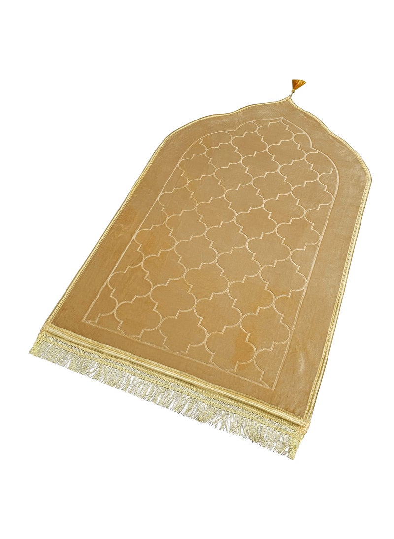 Fabienne Embossed Prayer Mat Light Beige 80x120cm Large Size Anti-Slip Velvet Top Thick Padded Prayer Rug Dome Design Sajadah Prayer Carpet for Men Women Eid Gift Ramadan  - Image 1