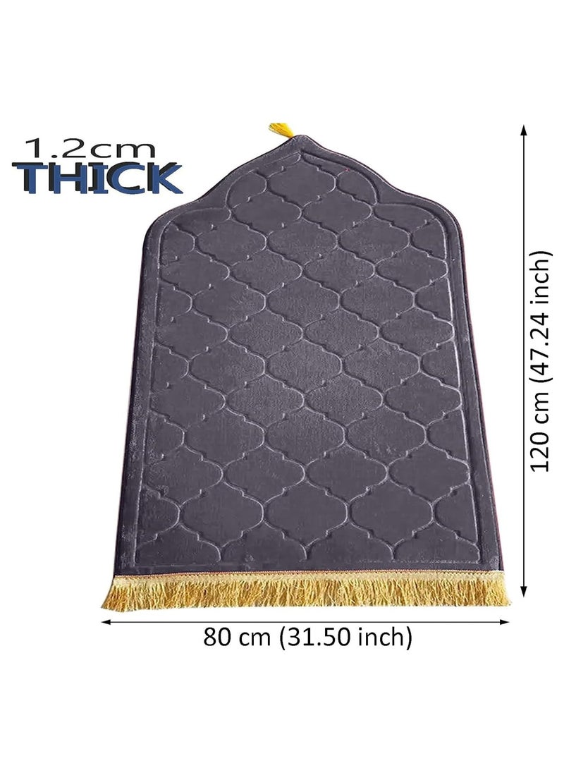 Fabienne Embossed Prayer Mat Light Beige 80x120cm Large Size Anti-Slip Velvet Top Thick Padded Prayer Rug Dome Design Sajadah Prayer Carpet for Men Women Eid Gift Ramadan  - Image 3