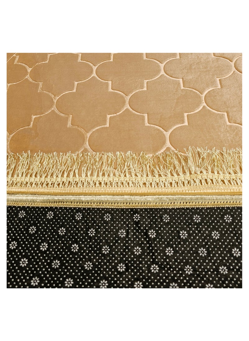 Fabienne Embossed Prayer Mat Light Beige 80x120cm Large Size Anti-Slip Velvet Top Thick Padded Prayer Rug Dome Design Sajadah Prayer Carpet for Men Women Eid Gift Ramadan  - Image 2
