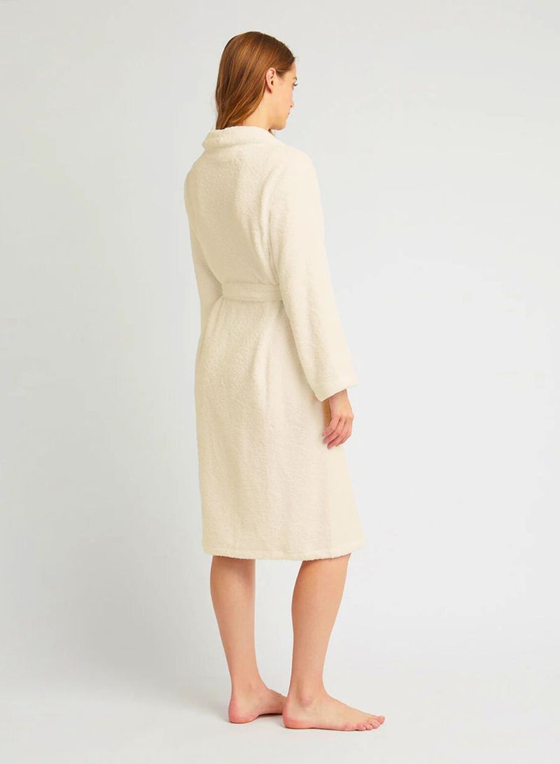 1Chase Shawl Collar Bathrobe for Adults – Vanilla Off-White (L/XL) | Luxury Cotton Hotel & Spa Robe, Ultra Soft & Absorbent - Image 4