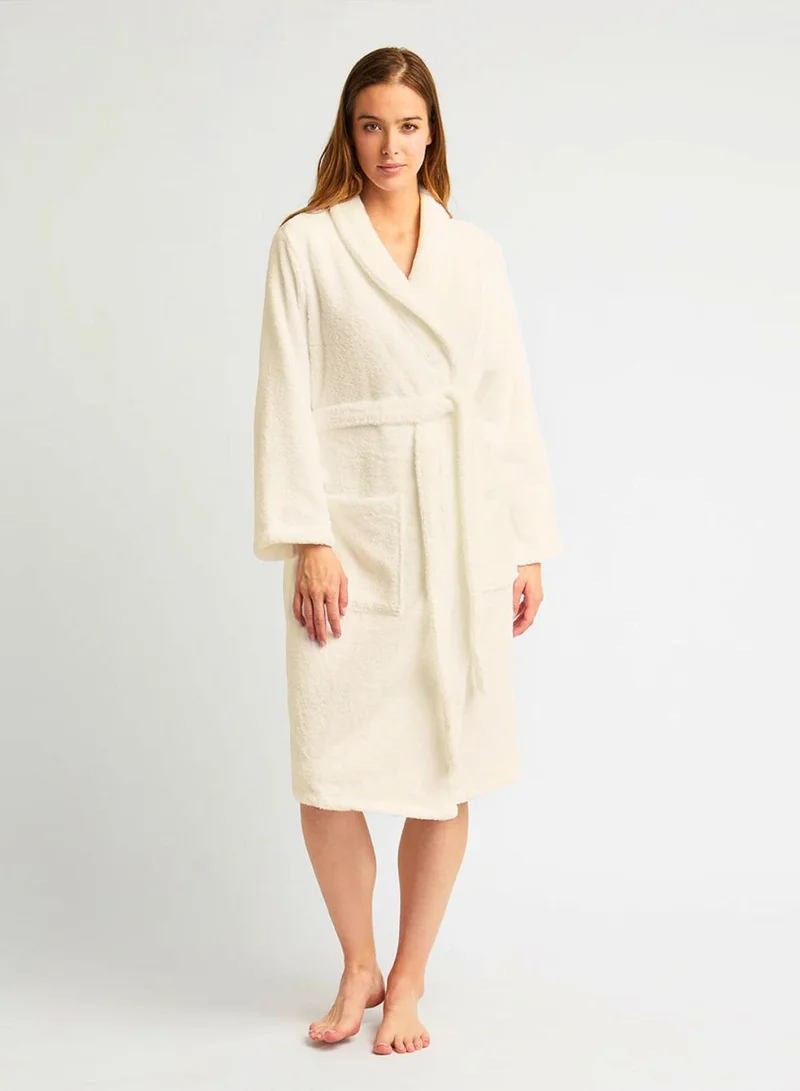1Chase Shawl Collar Bathrobe for Adults – Vanilla Off-White (L/XL) | Luxury Cotton Hotel &amp; Spa Robe, Ultra Soft &amp; Absorbent